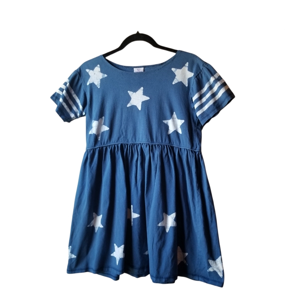 Vintage Out of Control All Over Stars Print Baby Doll Top Blue Womens Size XS